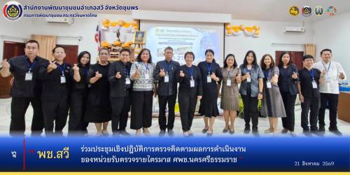 พช.สวี ร่วมประชุมเชิงปฏิบัติการตรวจติดตามผลการดำเนินงานของหน่วยรับตรวจรายไตรมาส​ ศพช.นครศรีธรรมราช